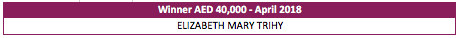 CBI AED 40,000 Winner - April 2018